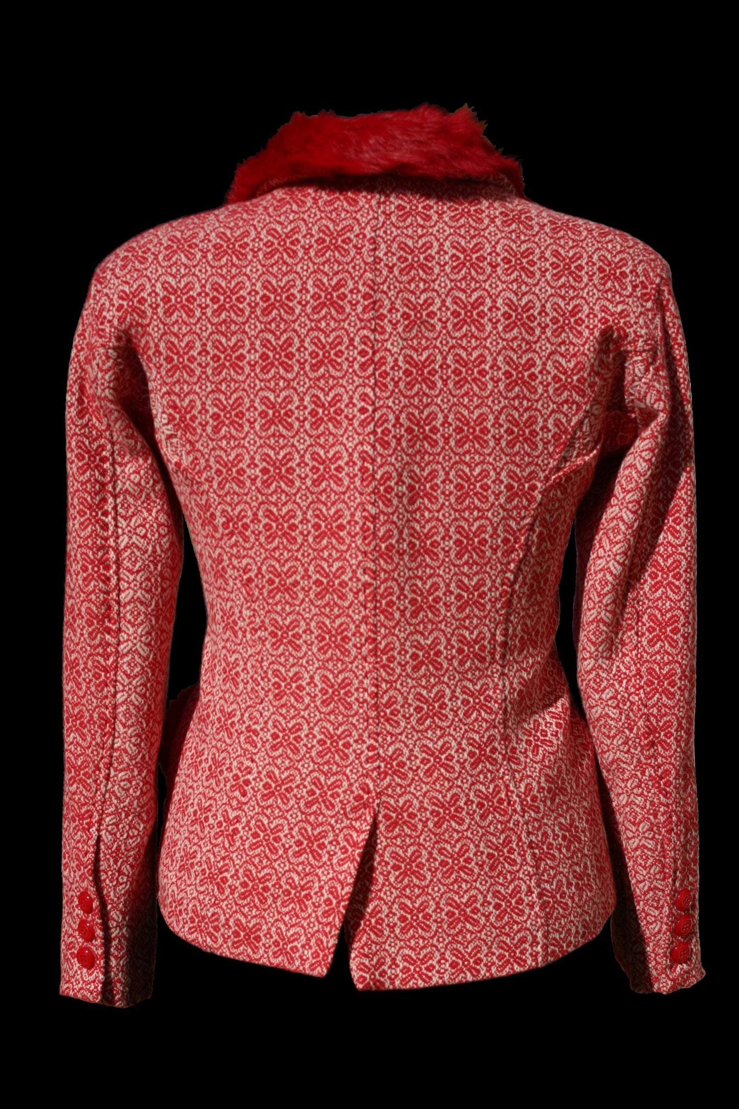 RED FLOWERS WOOL FITTED BLAZER